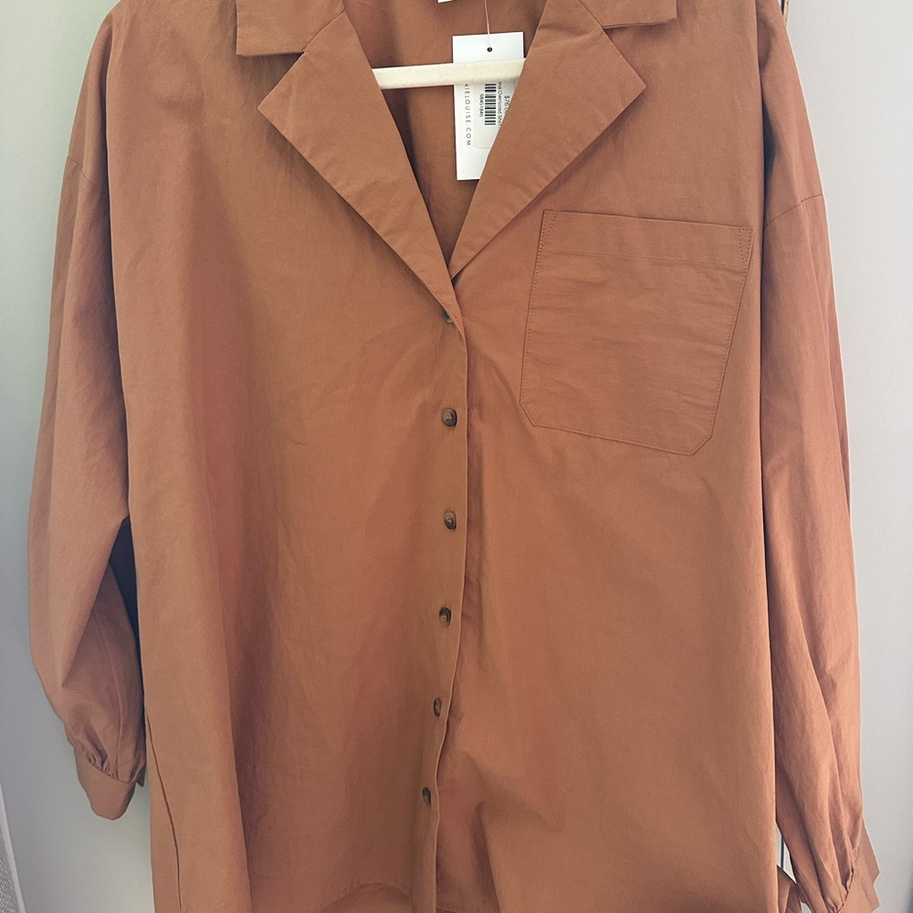 Anthropologie + boutique brand 100% cotton button up Shirt, fits like S or M